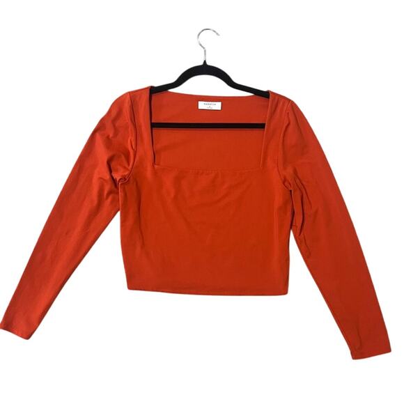 Aritzia Babaton Contour Squareneck Longsleeve Dark Orange Top Size XL - Picture 1 of 7